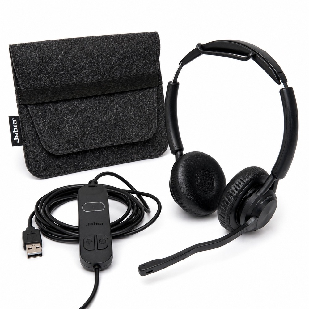 Jabra Evolve 40 Wired Stereo Headset USB-A 3.5mm Jack Noise Canceling Mic Case